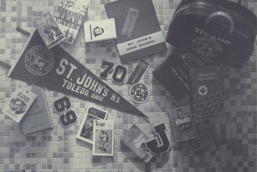 Items from the first two classes of St. John's High School.