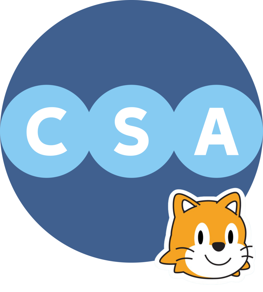 CSA logo with the scratch junior cat in the bottom right corner.