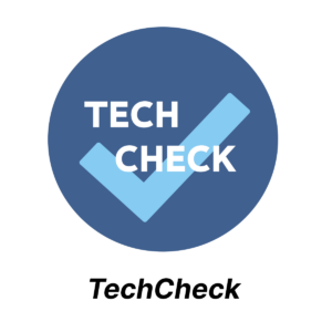 TechCheck logo with TechCheck written below
