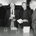 Father Donan with colleagues at the "Celebration of Scholarship" reception in 1991
