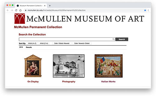 Online tool for searching the permanent collection