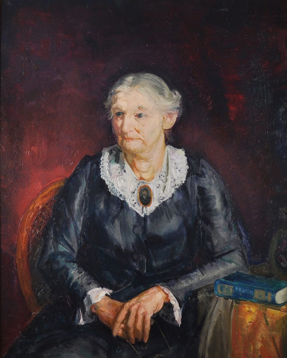 Old Lady with Blue Book