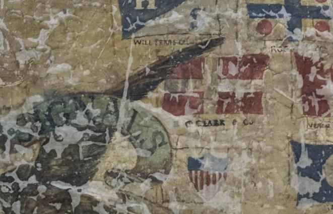 Detail of painting "Private Signals of the Merchants of Boston, Mass"