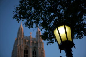 Gasson hall with lamp